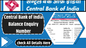Central Bank of India Balance Enquiry Number